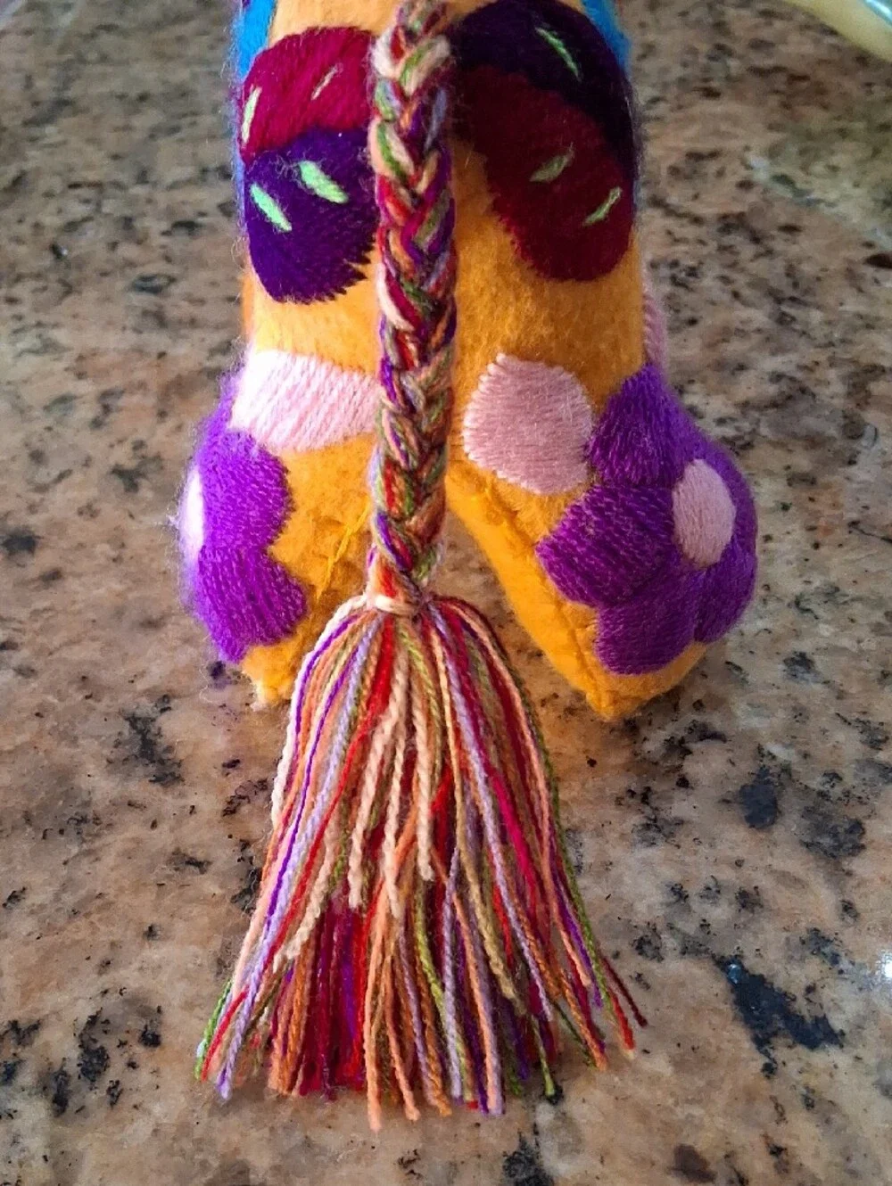 Folk Art Handmade Colorful Embroidered Wool Felt Lion Plush  Toy. Collectible.